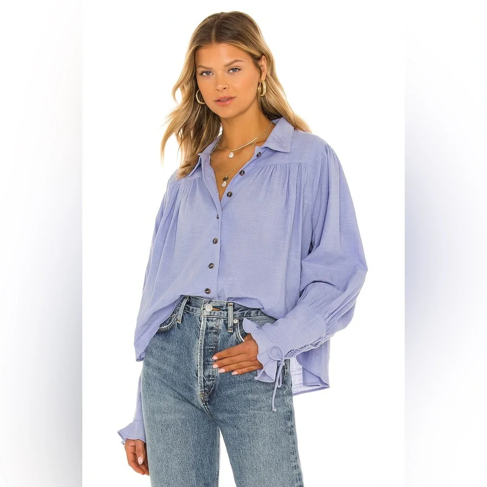 Free People Lavender Button-Up Blouse - Picture 1 of 10
